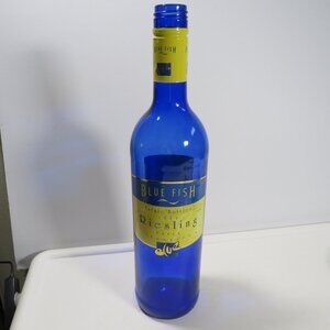 Blue Fish Dry Riesling EMPTY 2006 Cobalt Blue Bottle with Yellow Label